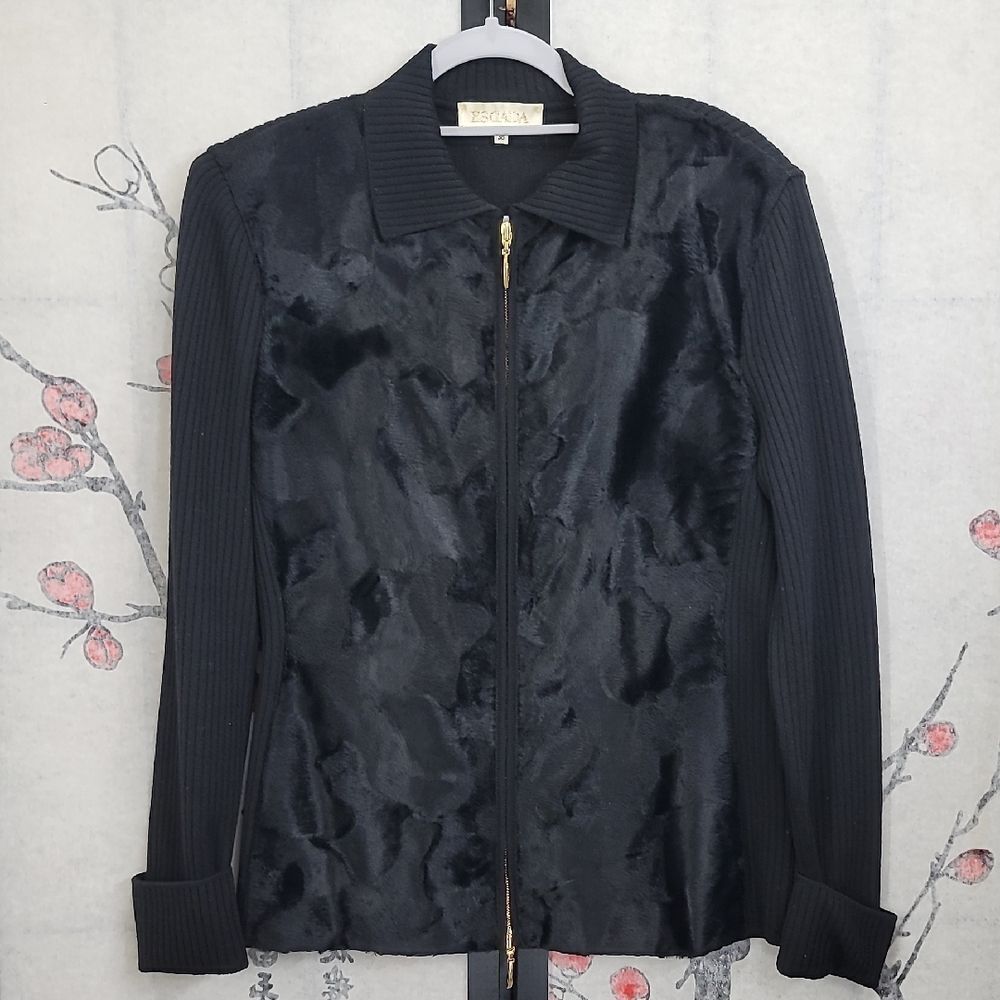 Escada Wool/Cotton Zip Front Blazer Size 38